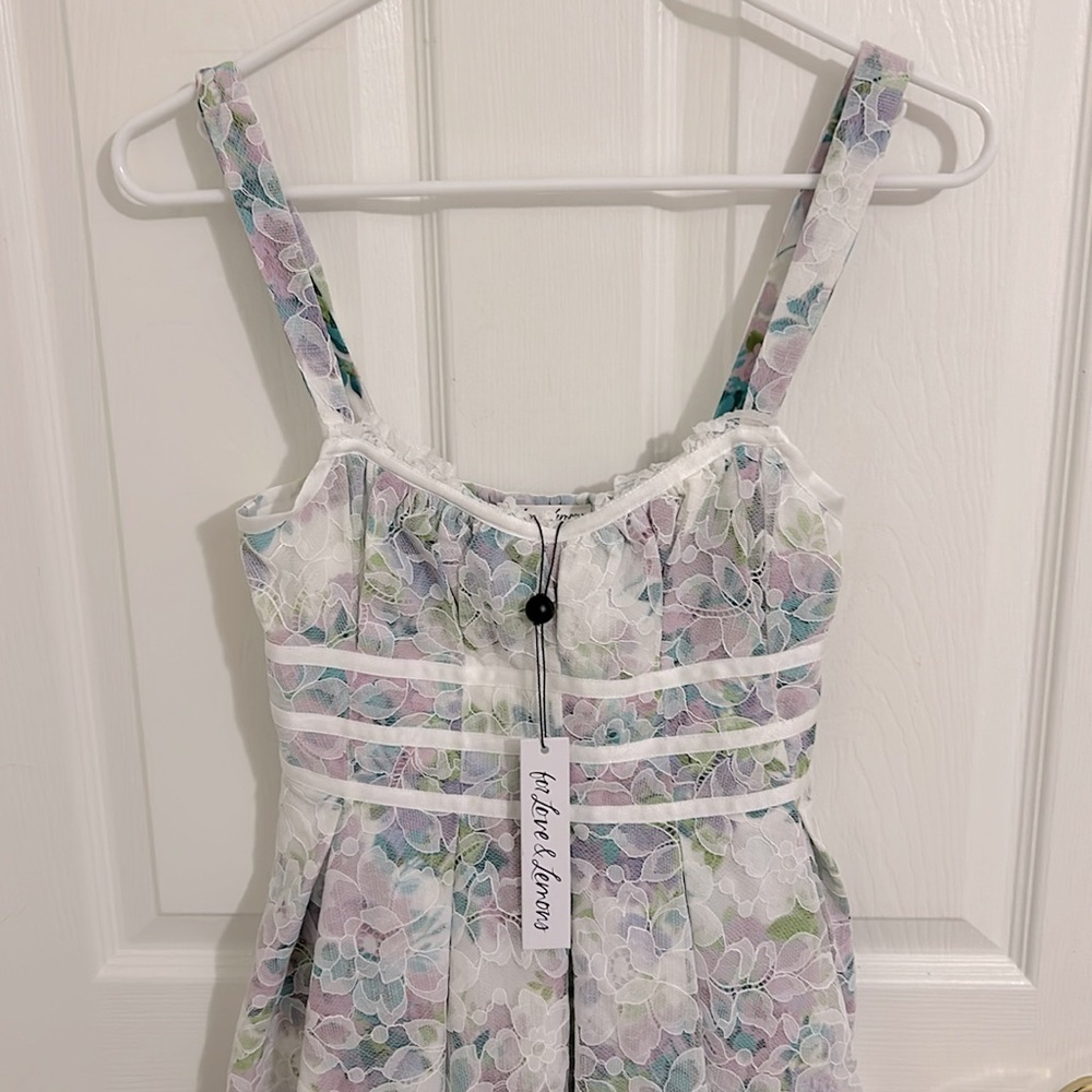 For Love And Lemons Loretta Lace Floral Mini Dress Ivory NWT Size XS - Picture 9 of 14